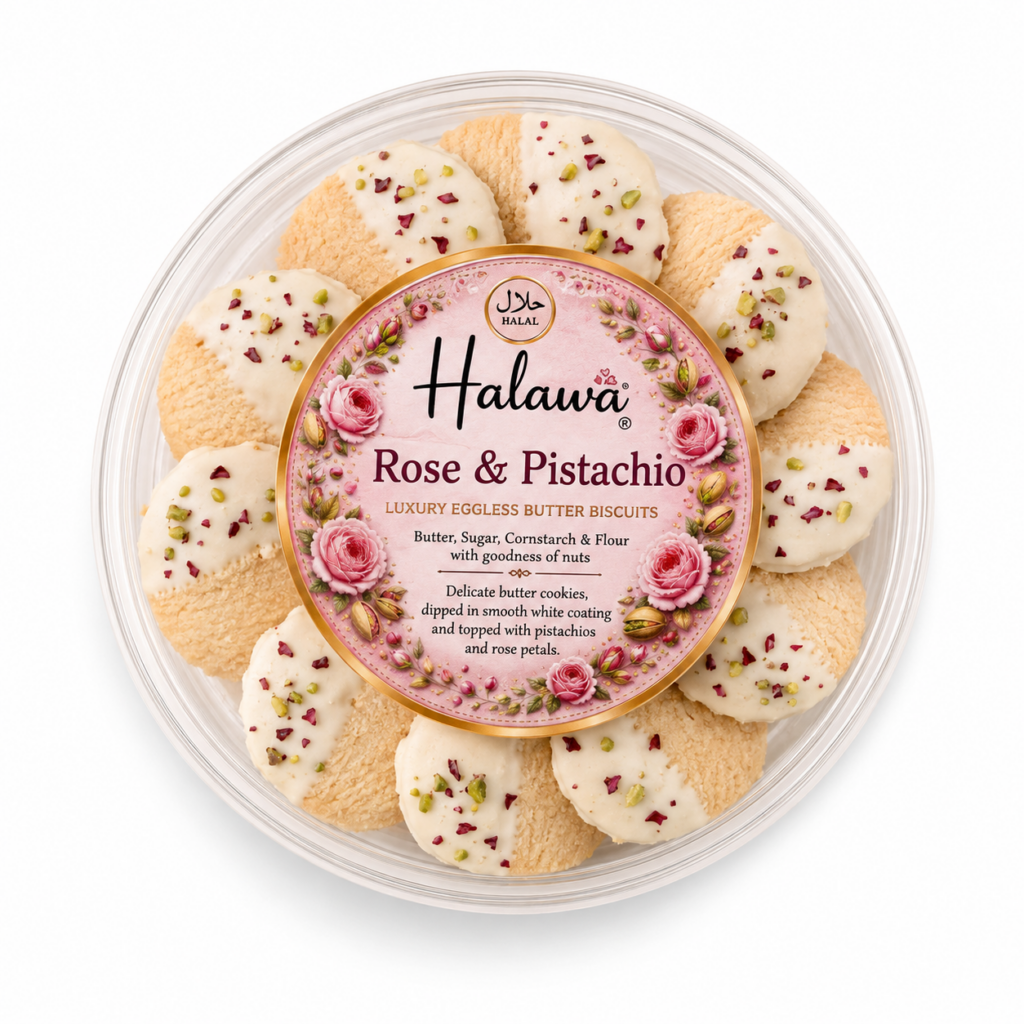 Rose & Pistachio Luxury Eggless Butter Biscuits (400g)
